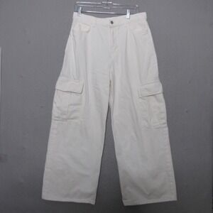 COS Jeans Women 29 White Wide Leg‎ Mid Rise Cargo Pocket Contemporary Capsule